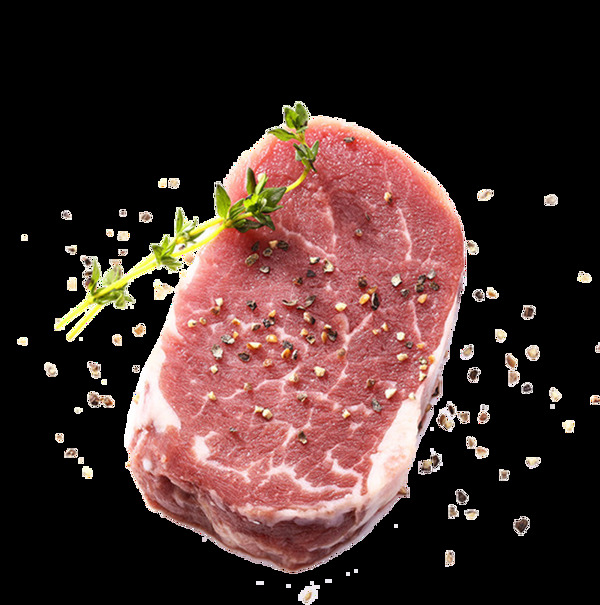 海鹽黑胡椒粒腌制的厚切牛排肉