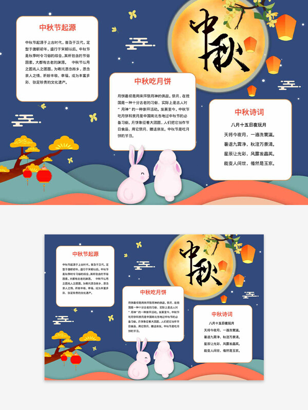 中秋節(jié)傳統(tǒng)習(xí)俗介紹創(chuàng)意卡通手抄報(bào)