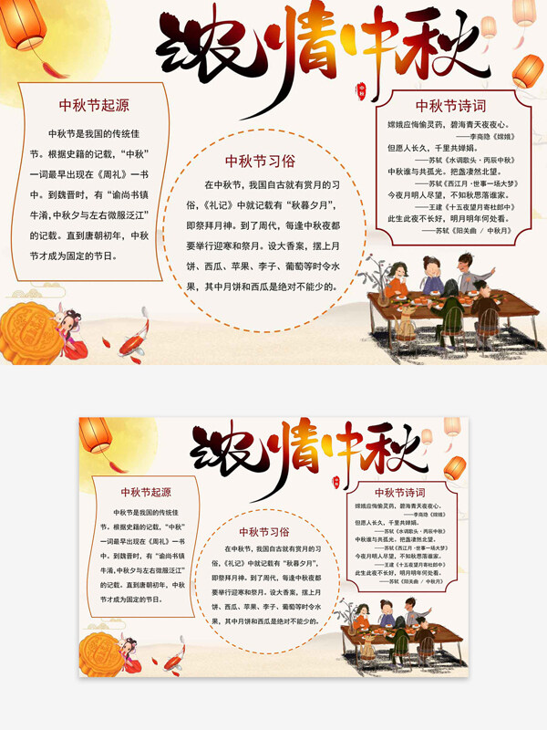 濃情中秋闔家團(tuán)圓傳統(tǒng)佳節(jié)主題手抄報(bào)