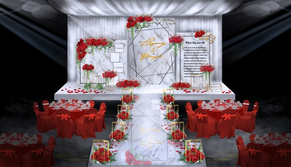 红白色婚礼设计图