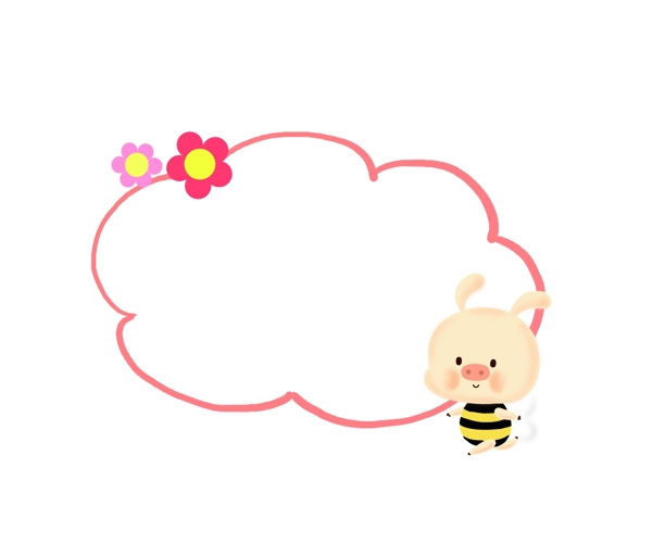 蜜蜂小花对话框插画