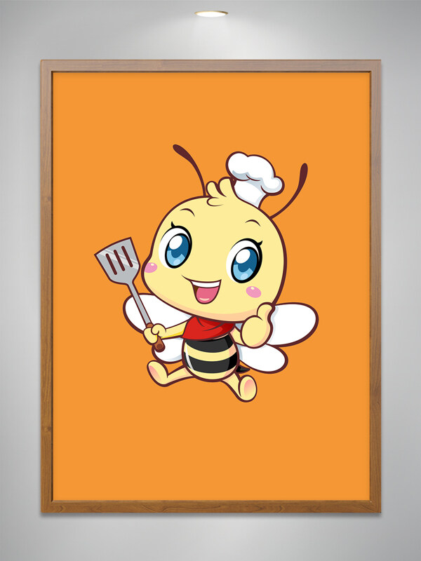 卡通餐饮可爱小蜜蜂厨师竖大拇指