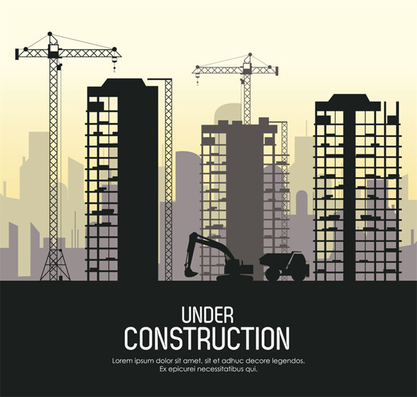 卡通建筑工地塔吊圖片