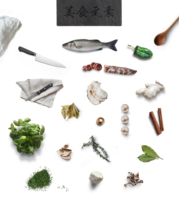 鱼动物腊肉刀具厨房餐具素材