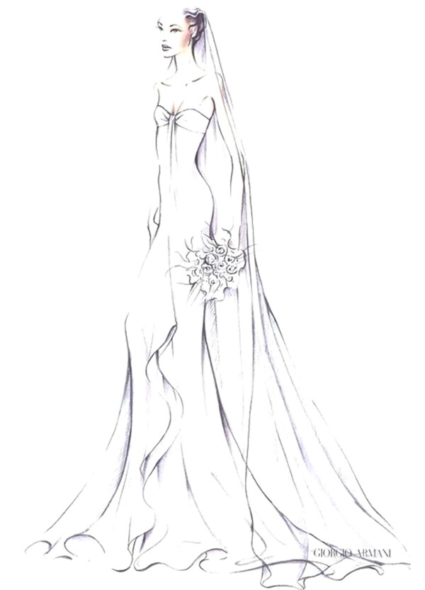 白色婚纱长裙设计图