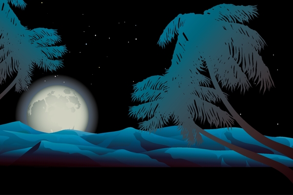 熱帶夜矢量背景