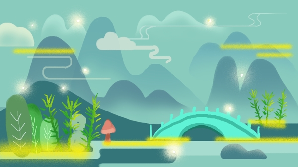 簡(jiǎn)約扁平化七夕鵲橋背景素材