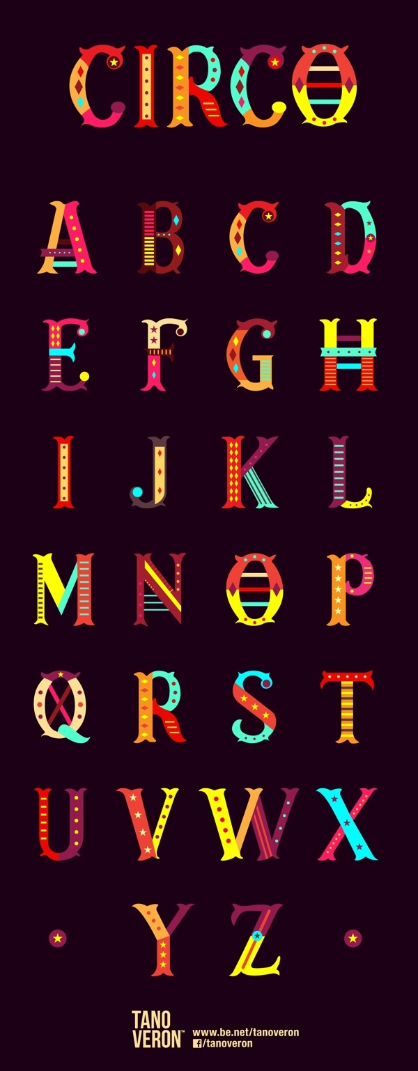 彩色马戏团字母图片