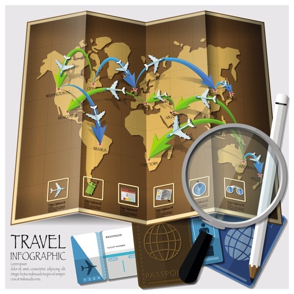 世界旅游信息图形矢量素材下载