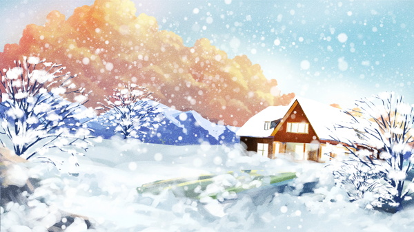 浪漫冬季大雪背景设计
