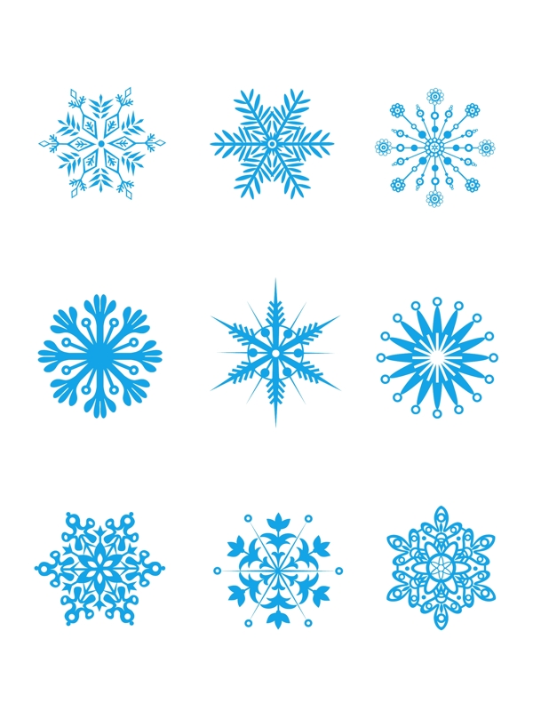 浪漫雪花图标圣诞节蓝色冬季卡通商用素材
