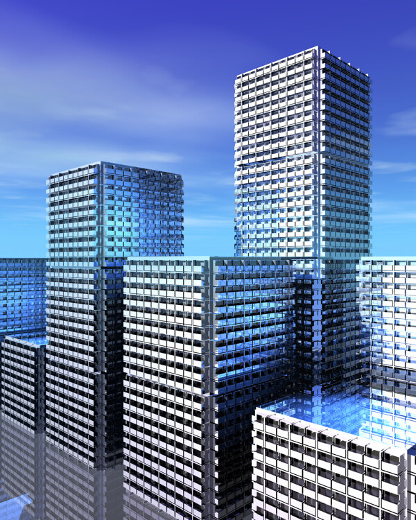 商業(yè)空間樓房建筑效果圖高樓大廈高科技區(qū)水滴科幻