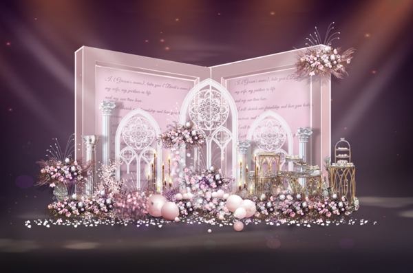 粉色浪漫欧式婚礼效果设计