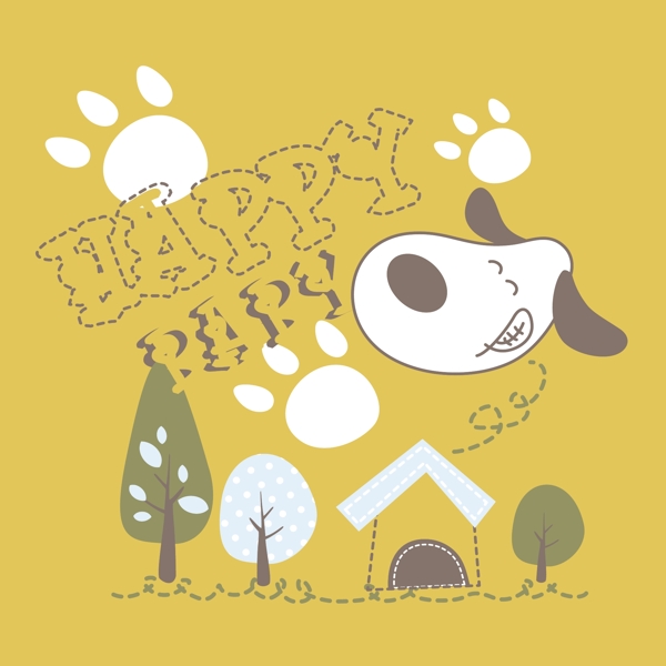 印花矢量圖T恤圖案可愛卡通圖文結合卡通動物免費素材