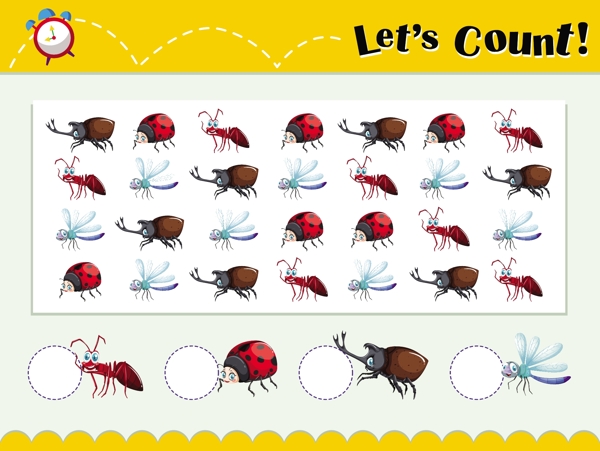 昆虫计数图解游戏模板