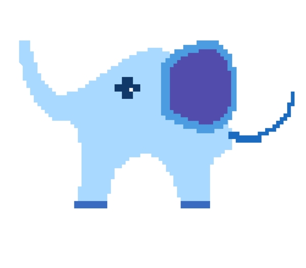 像素蓝色的大象插画