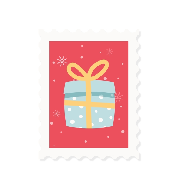 卡通圣诞邮票礼物盒可爱设计元素