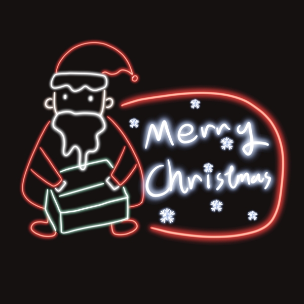 圣诞节发光霓虹灯圣诞老人圣诞发光字体边框