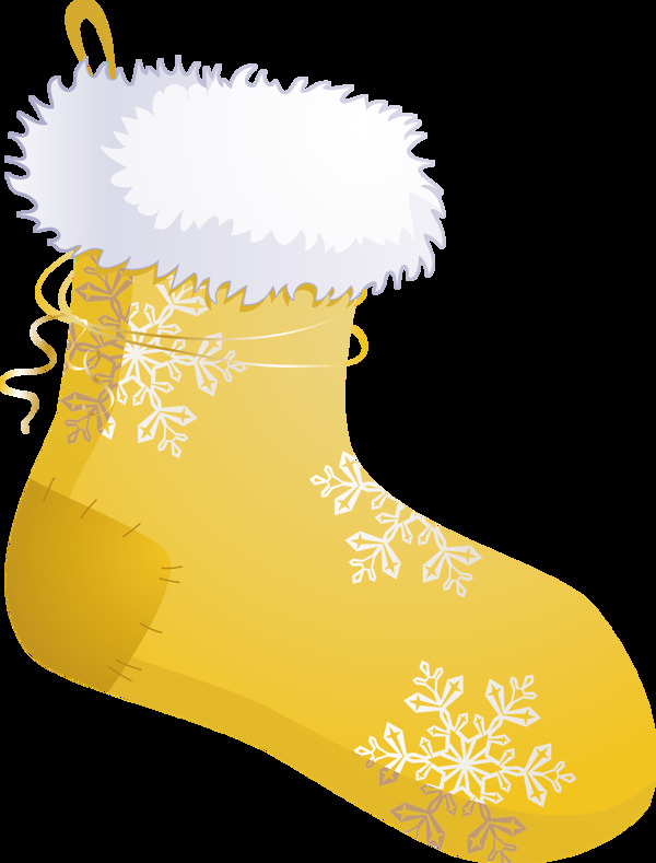 黄色圣诞袜png元素