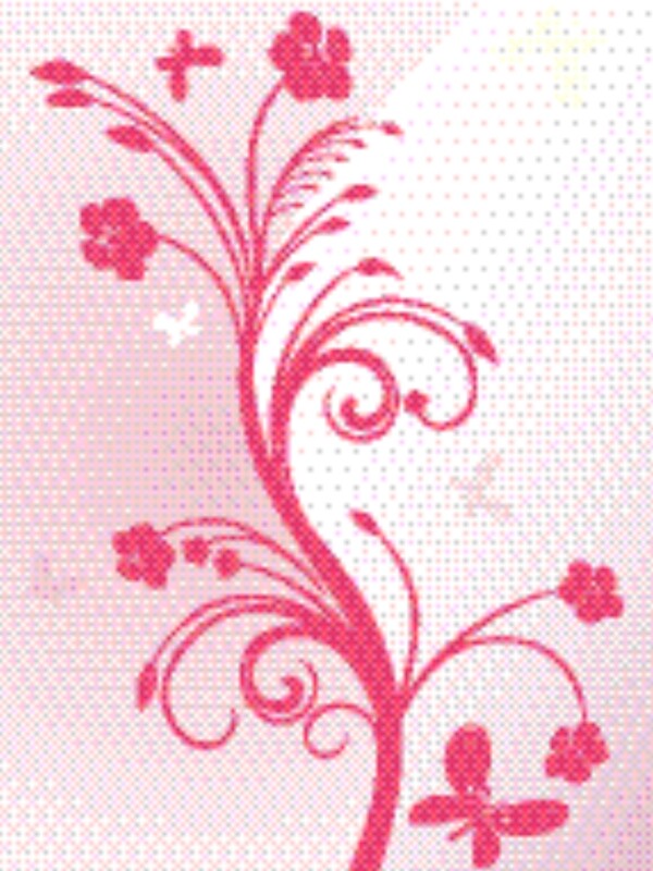 粉红色花图案卡与蝴蝶