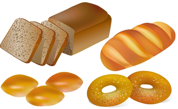 卡通面包甜甜圈矢量元素