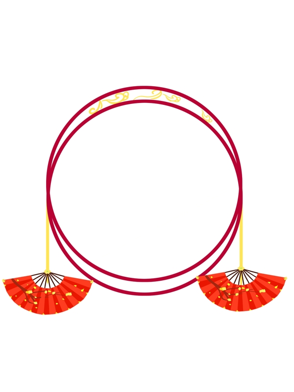 中式风格红色手绘边框