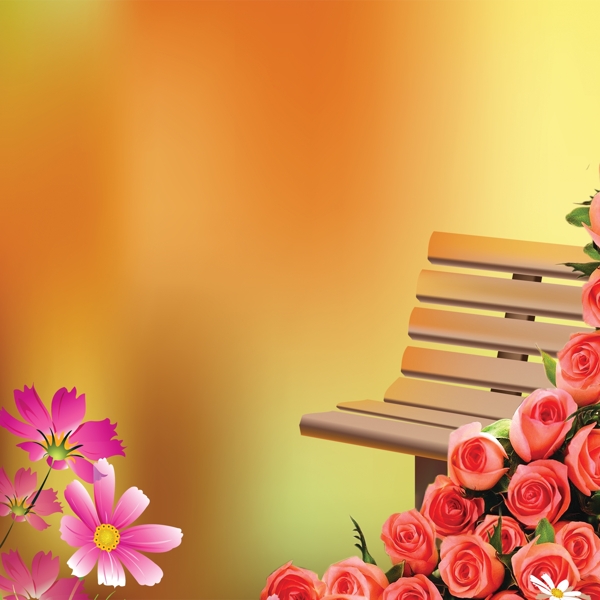 花朵玫瑰花椅子素材