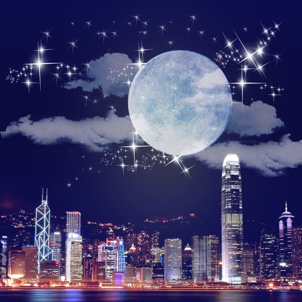 香港国际大都市的夜空