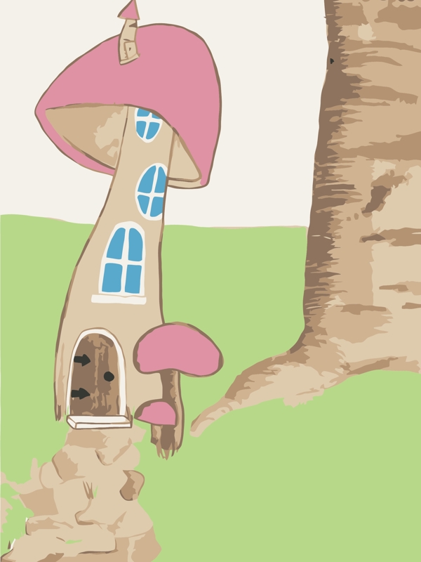 蘑菇小屋矢量图片