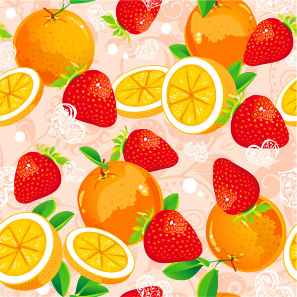 卡通草莓橙子背景图片