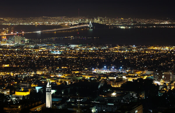 旧金山夜景俯瞰摄影图片