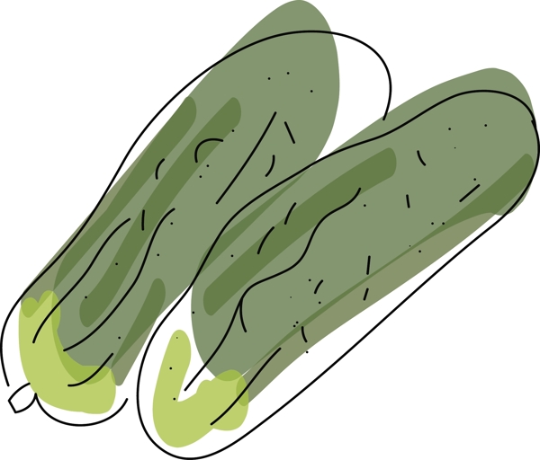 黄瓜水彩手绘风格蔬菜矢量素材