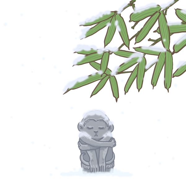竹子和石猴PNG