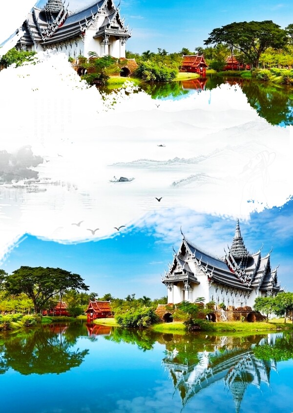 精美泰国风景海报背景设计
