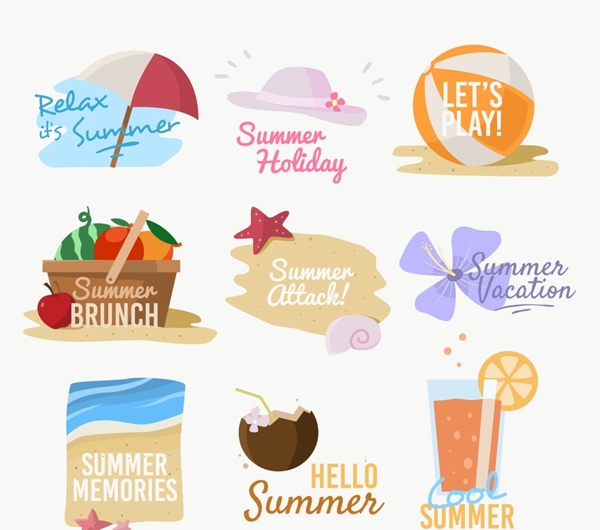 彩色夏季假期标签图片
