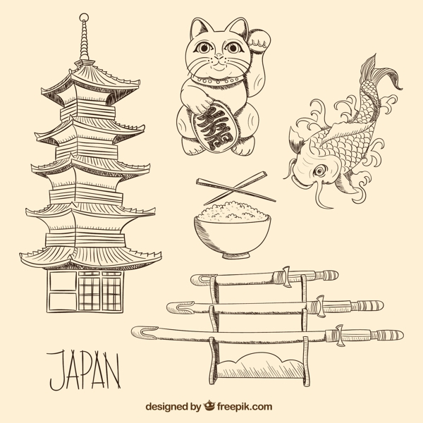 手绘日本文化元素