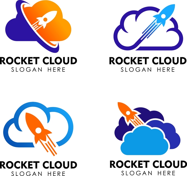 云朵与小火箭元素标志