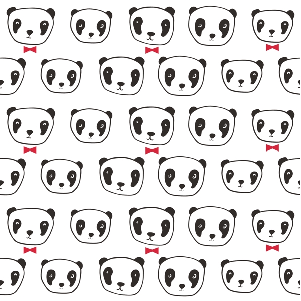 卡通大熊猫四方连续底纹