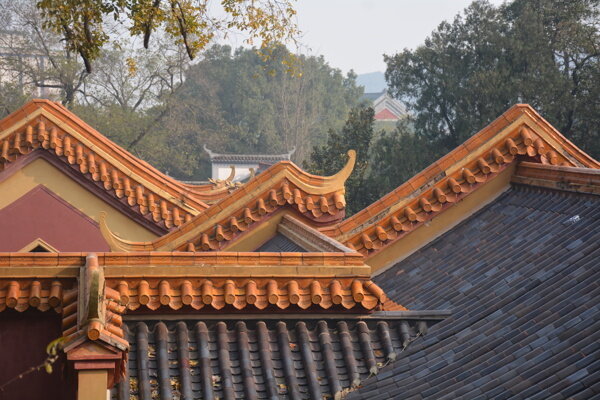 岳麓书院古典建筑屋顶摄影