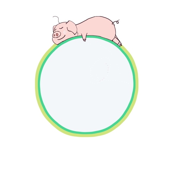 小猪边框卡通插画