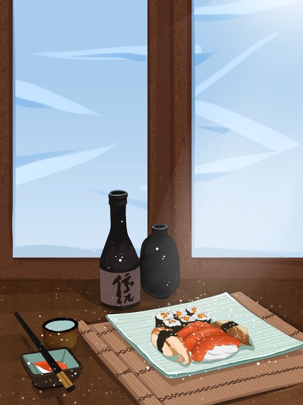创意日本料理插图配图设计