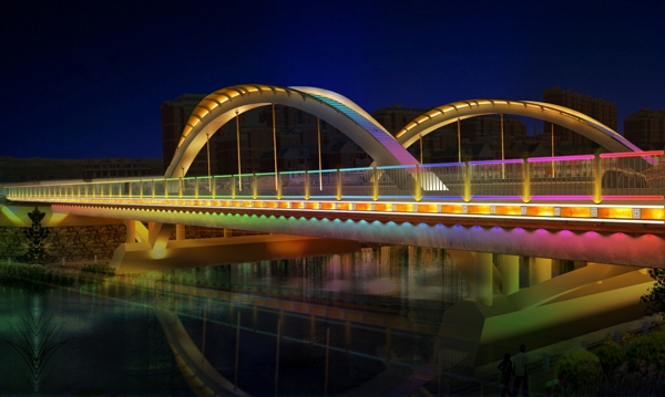 桥亮化夜景图片