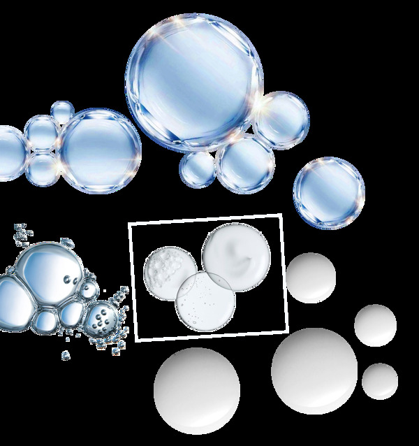 卡通蓝色水珠气泡png元素