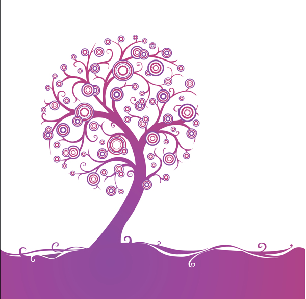 紫红色树花装饰画