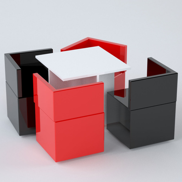 简单餐桌椅3d模型