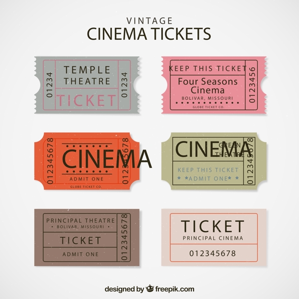 复古电影票设计图片