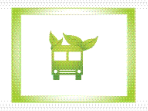 生态绿色标志的公共汽车