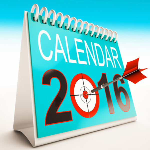 2016年计划和进度的日历显示