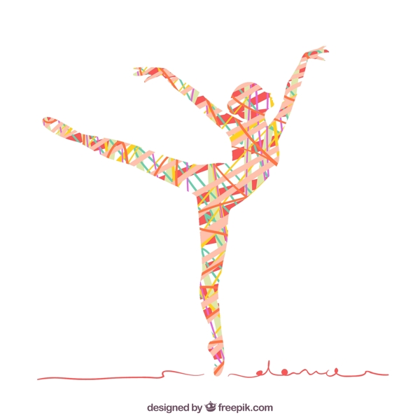 彩色抽象芭蕾子剪影