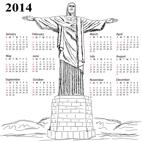 里约热内卢像2014日历